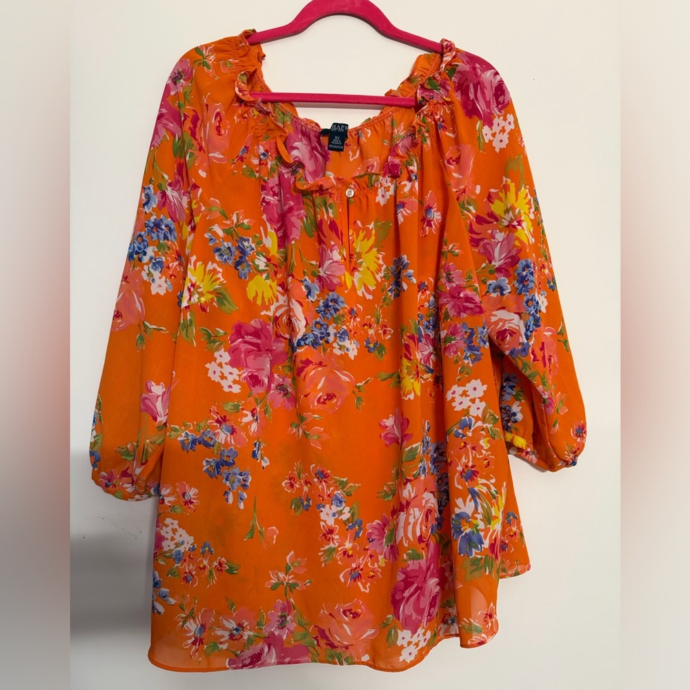 CHAPS Floral Peasant Top